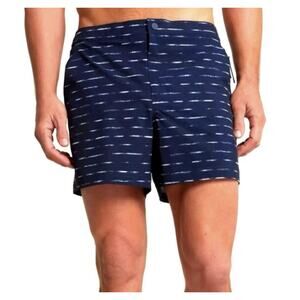 VRST Mens 5" Resort Shorts Print Navy Sand Washed Stripe Boxer Brief Liner XL